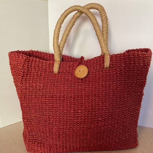 Pottery Barn Handbags - Woven Wicker Pottery Barn Tote